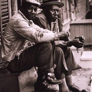 African American Men Sitting on Stoop