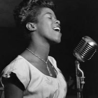 Sarah Vaughan at Microphone